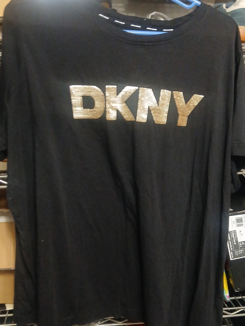 DKNY Black Tee with Gold Logo - Short Sleeve